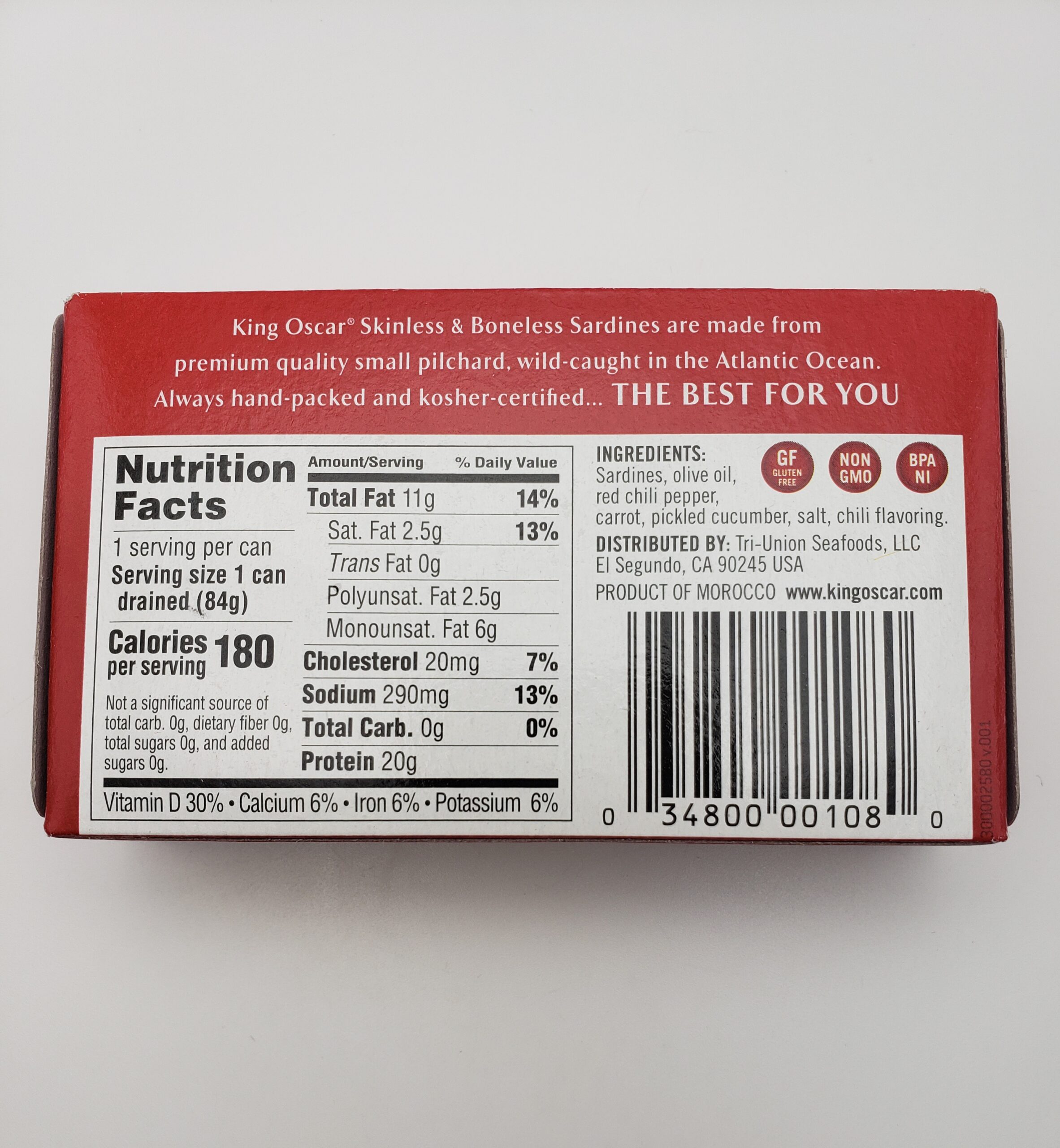 King Oscar Skinless and Boneless Sardines Spanish Style Chili Pepper