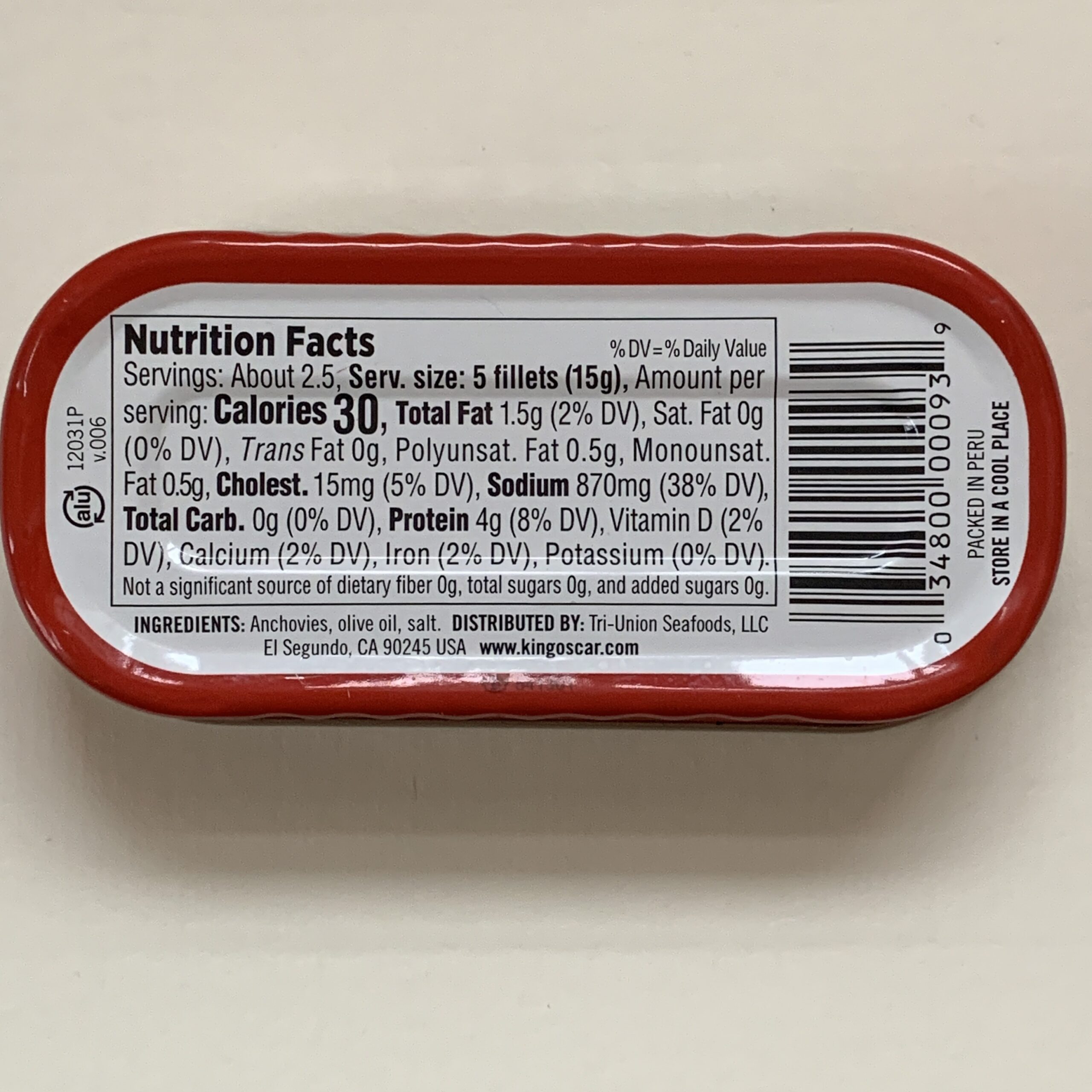 King Oscar Anchovies, Flat Fillets in Olive Oil (BB 10/2024) Rainbow