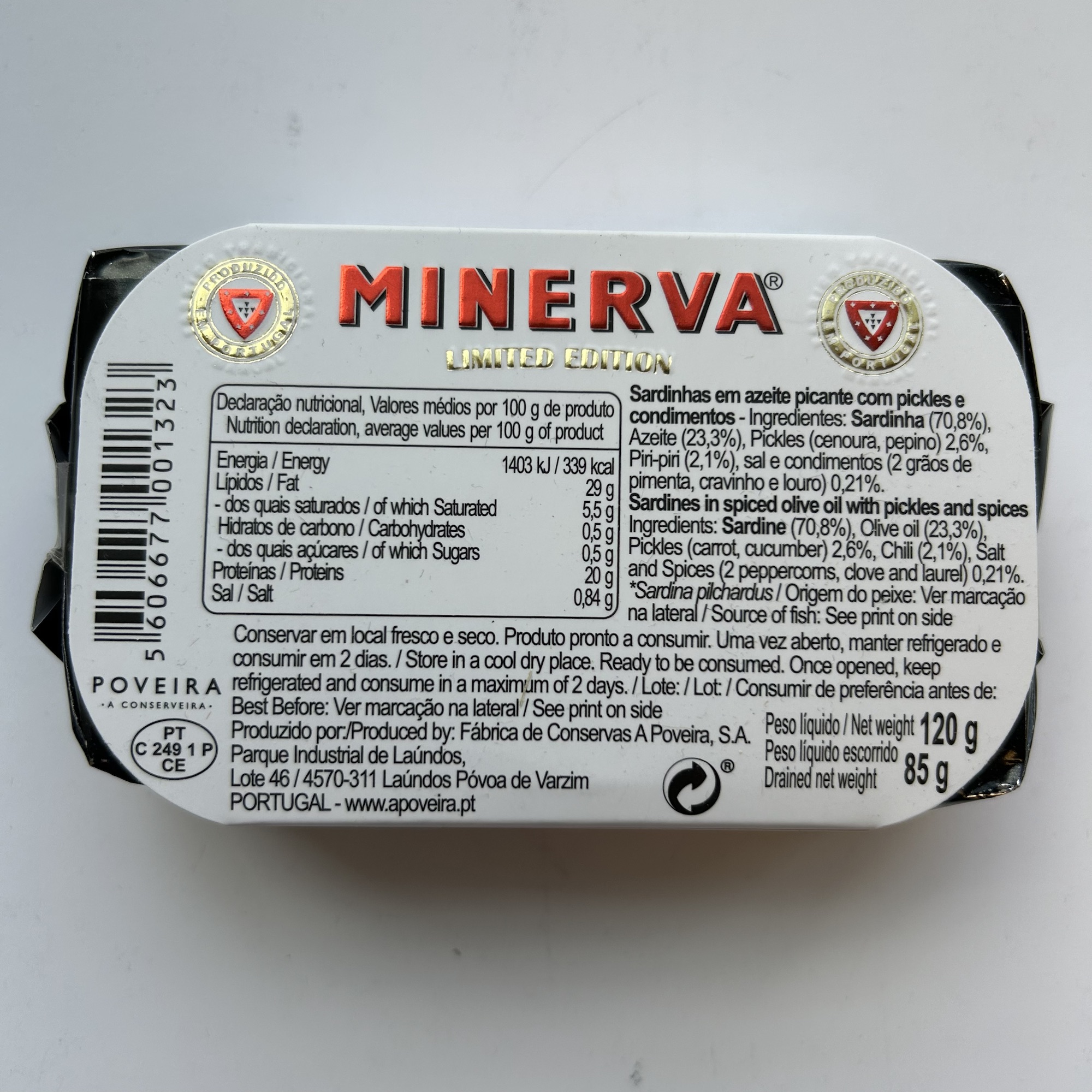 Minerva Limited Edition Sardines in Spiced Olive Oil, Traditional